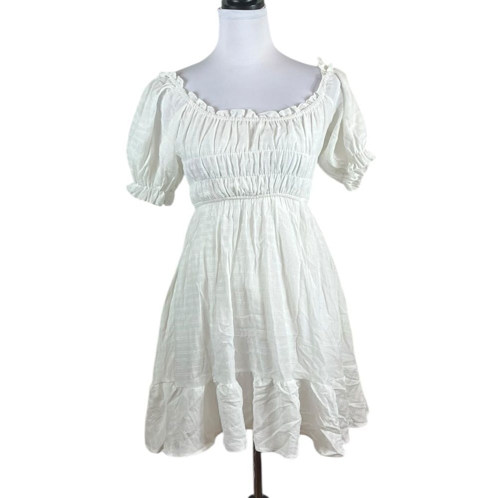 White Smocked Women's Dress, Size XS